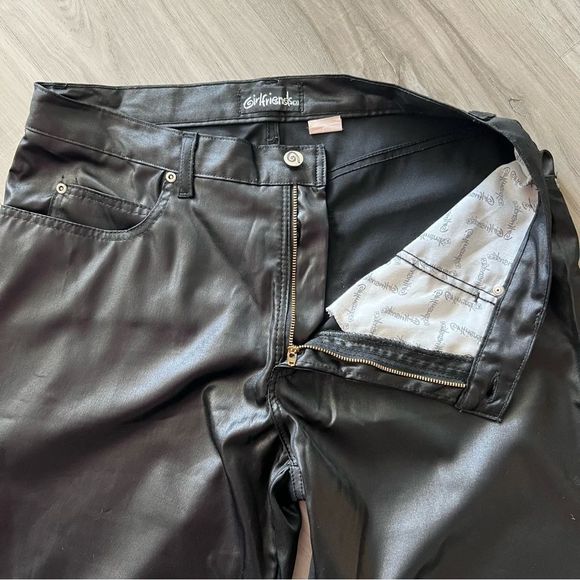 Girlfriends LA black silky patent like flare leg pants sz 15. Y2K mallgoth VNT - Picture 13 of 14